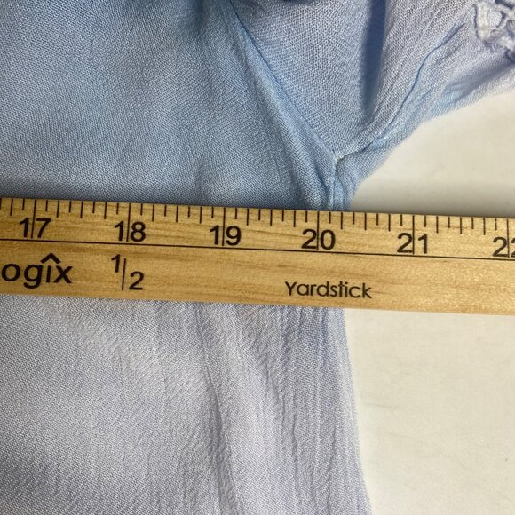 Ombre Blue Long-Sleeve Boho Tunic Dress With Crochet Details By Cute Options - Picture 6 of 8